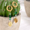 Stainless Steel Geometric Natural Stone Crystal Ear Buckle Earrings With Electroplating For Women