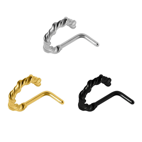 Stainless Steel Geometric Nose Ring Jewelry With Electroplated Design And Water Drop Zircon