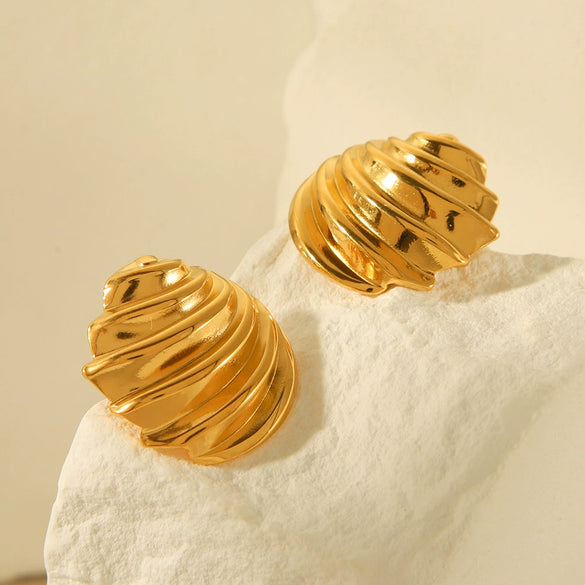 Stainless Steel Geometric Oblique Thread Electroplating Women's Earrings