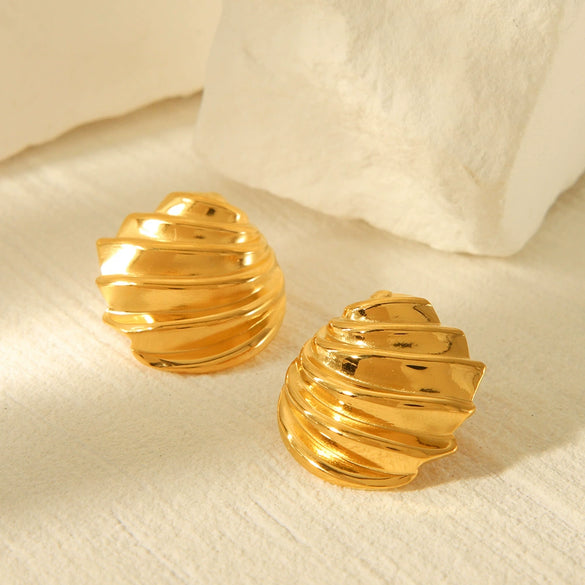 Stainless Steel Geometric Oblique Thread Electroplating Women's Earrings
