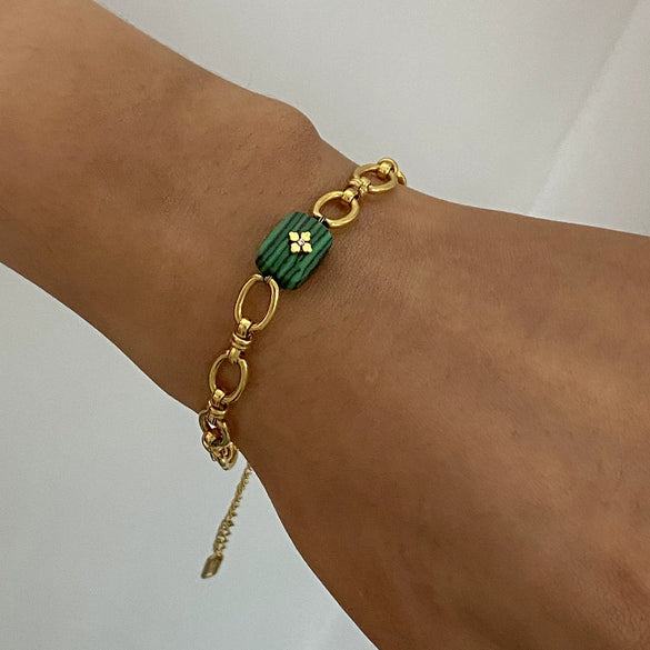 Stainless Steel Geometric Ochain Bracelet For Women Electroplated Retro Style Jewelry