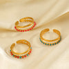 Stainless Steel Geometric Oil Drop Open Ring For Women Electroplated Hiphop Retro Style