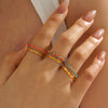 Stainless Steel Geometric Oil Drop Open Ring For Women Electroplated Hiphop Retro Style