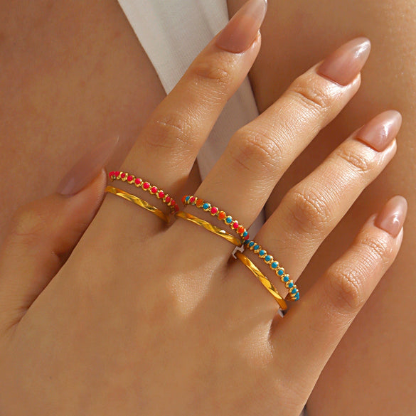 Stainless Steel Geometric Oil Drop Open Ring For Women Electroplated Hiphop Retro Style