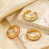 Stainless Steel Geometric Oil Drop Open Ring For Women Electroplated Hiphop Retro Style