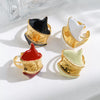 Stainless Steel Geometric Oil Drop Ring Vacuum Goldplated