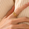 Stainless Steel Geometric Open Adjustable Women's Ring 18K Goldplated