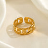 Stainless Steel Geometric Open Adjustable Women's Ring 18K Goldplated