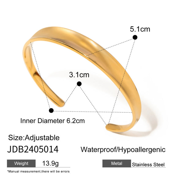 Stainless Steel Geometric Open Bracelet Electroplated