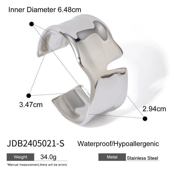 Stainless Steel Geometric Open Bracelet Electroplated
