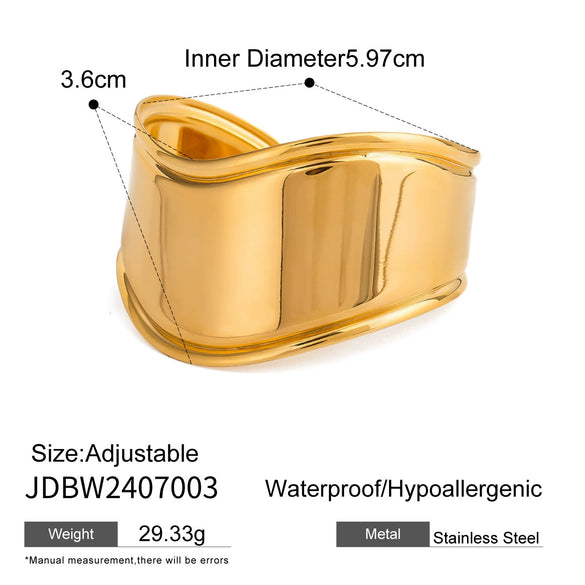 Stainless Steel Geometric Open Bracelet Electroplated