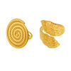 316L Stainless Steel Geometric Open Ring Bracelet With Leaf Texture And Electroplating