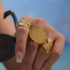 316L Stainless Steel Geometric Open Ring Bracelet With Leaf Texture And Electroplating