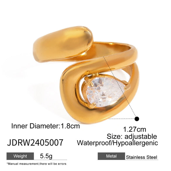 Stainless Steel Geometric Open Ring Electroplated Hand Ornament Jewelry