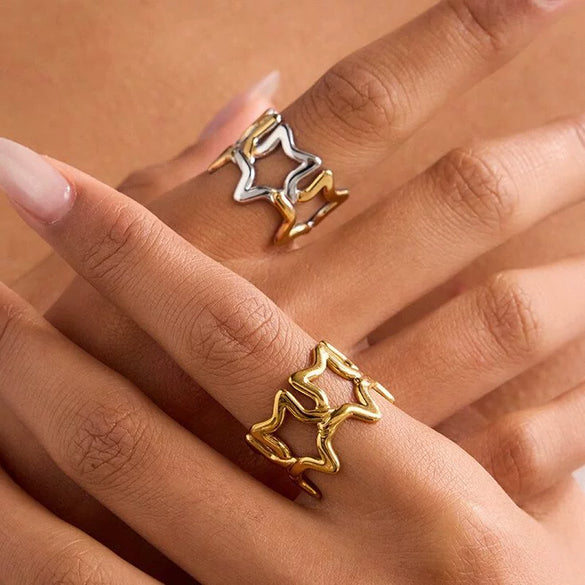 Stainless Steel Geometric Open Ring Electroplated Highend Jewelry