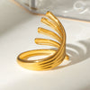 Stainless Steel Geometric Open Ring For Women With Electroplating