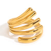 Stainless Steel Geometric Open Ring For Women With Electroplating