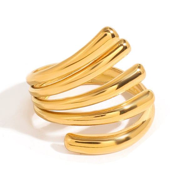 Stainless Steel Geometric Open Ring For Women With Electroplating