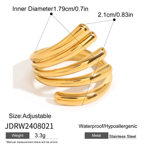 Stainless Steel Geometric Open Ring For Women With Electroplating