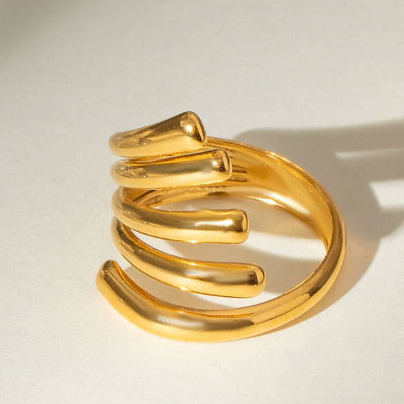 Stainless Steel Geometric Open Ring For Women With Electroplating