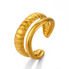 Stainless Steel Geometric Open Ring For Women With Real Gold Electroplated