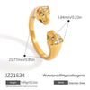Stainless Steel Geometric Open Ring Jewelry Electroplated With Bright Stone And 18K Gold Colorpreserving Feature