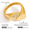 Stainless Steel Geometric Open Ring Jewelry Electroplated With Bright Stone And 18K Gold Colorpreserving Feature