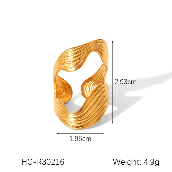 Stainless Steel Geometric Open Ring Jewelry With Electroplating And Minimalist Design
