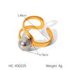 Stainless Steel Geometric Open Ring With Gold And Silver Color Matching And Electroplating