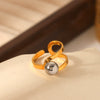 Stainless Steel Geometric Open Ring With Gold And Silver Color Matching And Electroplating