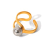 Stainless Steel Geometric Open Ring With Gold And Silver Color Matching And Electroplating