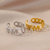 Stainless Steel Geometric Opening Adjustable Ring Inlaid With Gold For Men