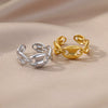 Stainless Steel Geometric Opening Adjustable Ring Inlaid With Gold For Men