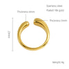 Stainless Steel Geometric Opening Adjustable Ring Unisex Electroplated