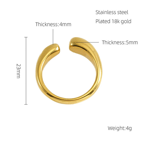 Stainless Steel Geometric Opening Adjustable Ring Unisex Electroplated
