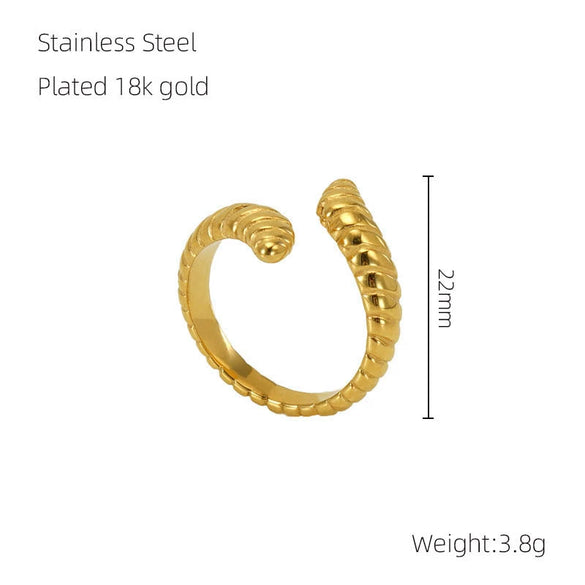 Stainless Steel Geometric Opening Adjustable Ring Unisex Electroplated