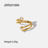 Stainless Steel Geometric Opening Ring Electroplated Hand Jewelry