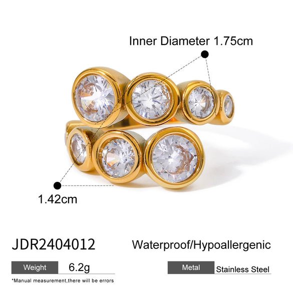 Stainless Steel Geometric Opening Ring Electroplated Hand Jewelry