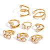 Stainless Steel Geometric Opening Ring Electroplated Hand Jewelry