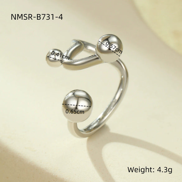 Stainless Steel Geometric Opening Rings Electroplated Jewelry