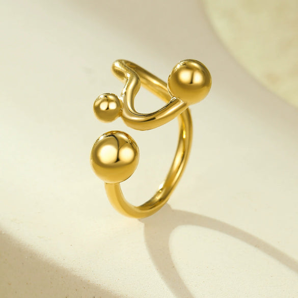 Stainless Steel Geometric Opening Rings Electroplated Jewelry