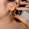 Stainless Steel Geometric Oval Earrings For Women With Electroplating Design