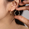 Stainless Steel Geometric Oval Earrings For Women With Electroplating Design