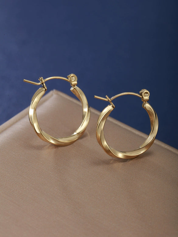 Stainless Steel Geometric Oval Earrings For Women With Electroplating Design