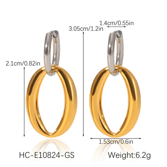 Stainless Steel Geometric Oval Electroplated Women's Earrings