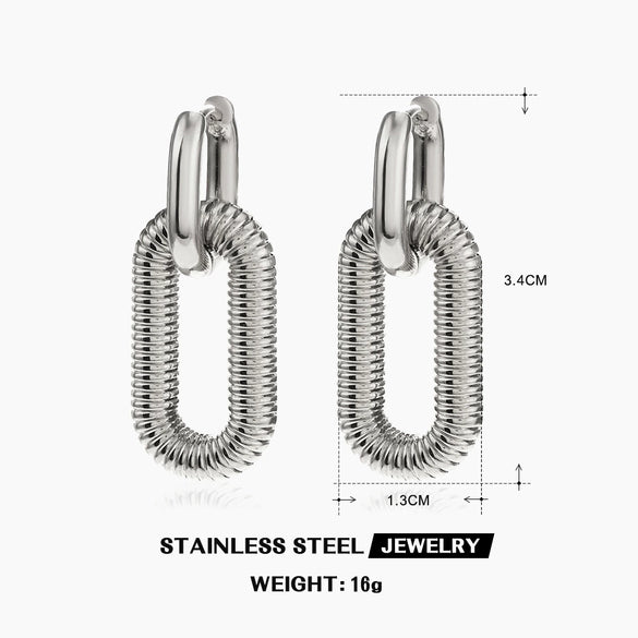 Stainless Steel Geometric Oval Handmade Polished Electroplated Hip Hop Style Women's Earrings