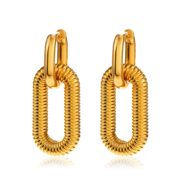 Stainless Steel Geometric Oval Handmade Polished Electroplated Hip Hop Style Women's Earrings