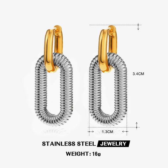 Stainless Steel Geometric Oval Handmade Polished Electroplated Hip Hop Style Women's Earrings