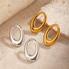 Stainless Steel Geometric Oval Hiphop Cut Out Electroplated Women's Earrings