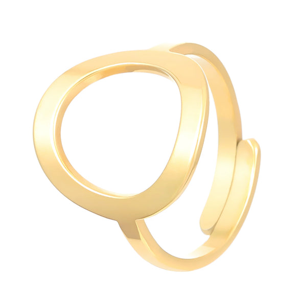 Stainless Steel Geometric Oval Hollow Open Baroque Ring Electroplated For Women
